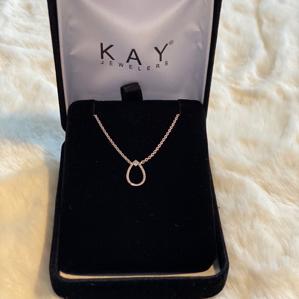 Diamond Teardrop Choker Necklace 1/15 Carat